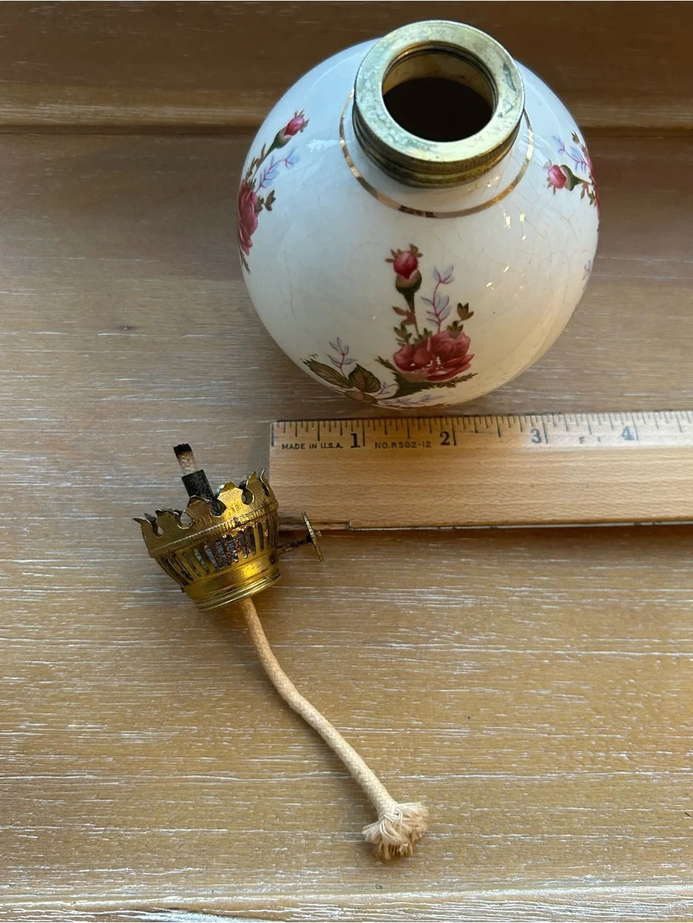 Vintage Chadwick Floral Ceramic Oil Lamp - Japan Circa - 1950-1960
